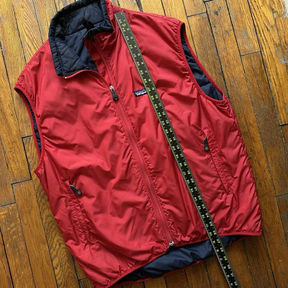Vtg Patagonia Puffball Full‎ Zip Vest Men Large Candy Apple Red Gorp Performance